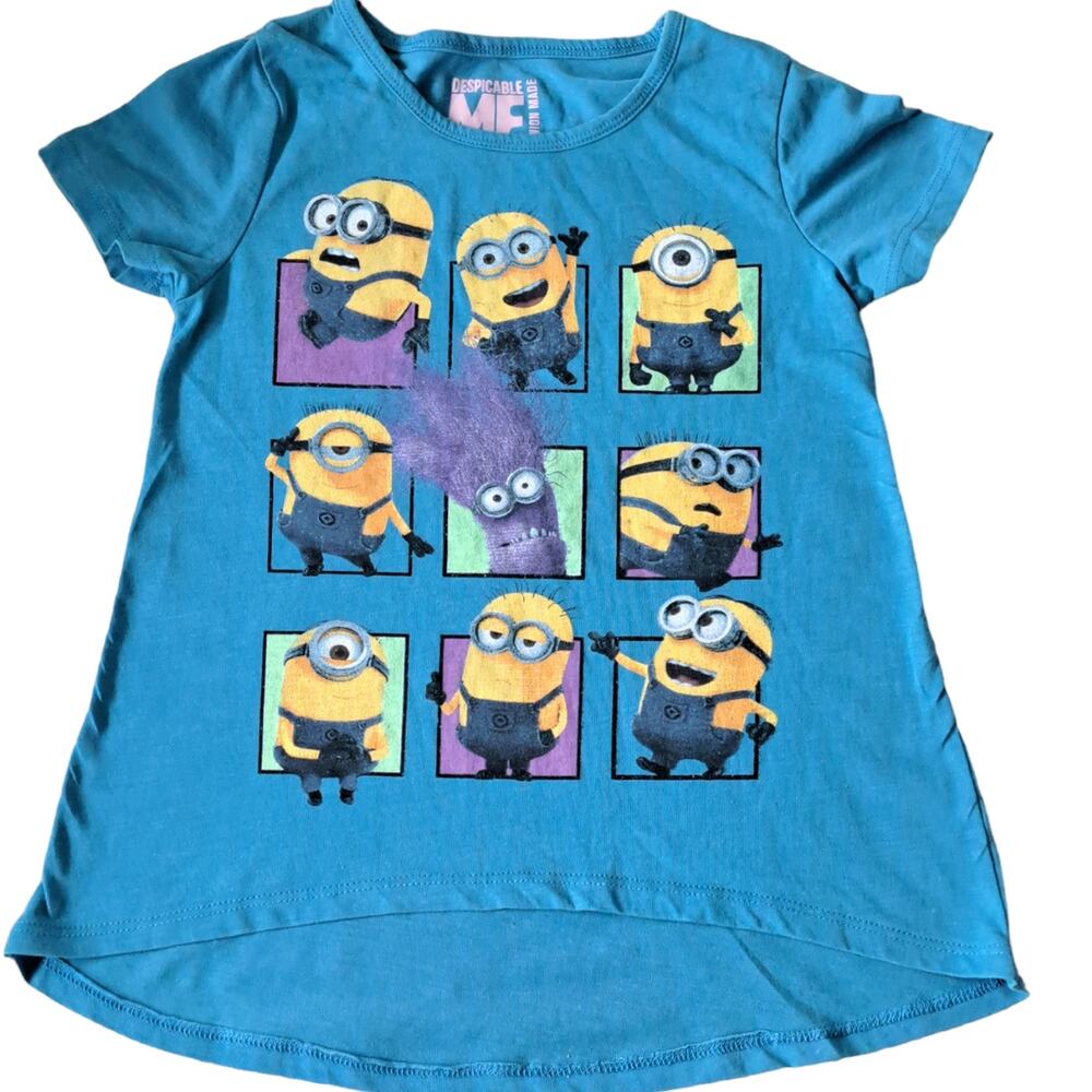 2 For $5 Sale NWOT Girl's  Despicable Me Minions Blue High Low Top Small NWOT